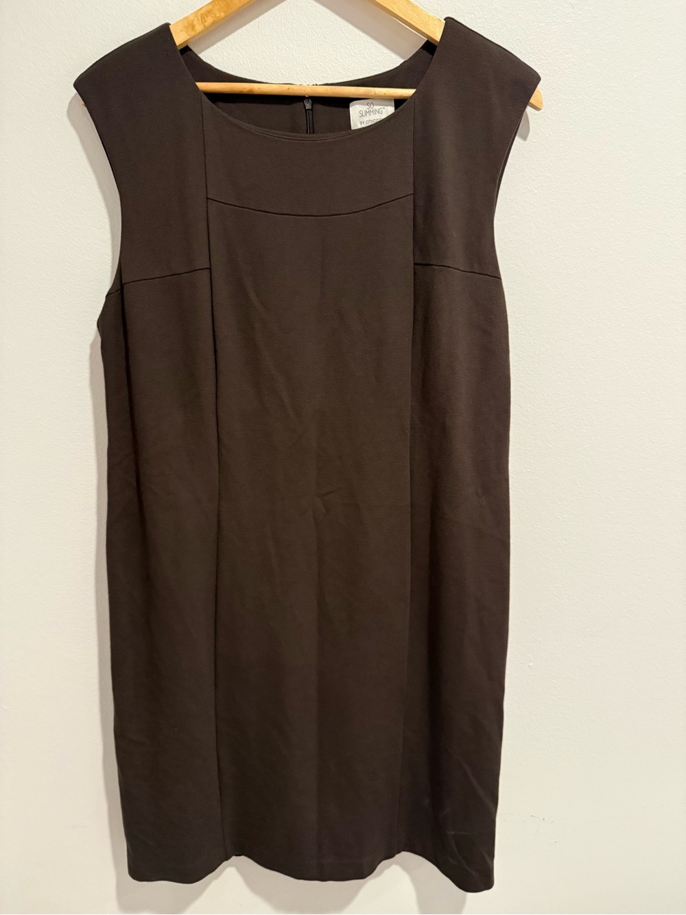 Chico’s So Slimming Brown Shift Dress Size 2 (12/14) Sleeveless Career Office